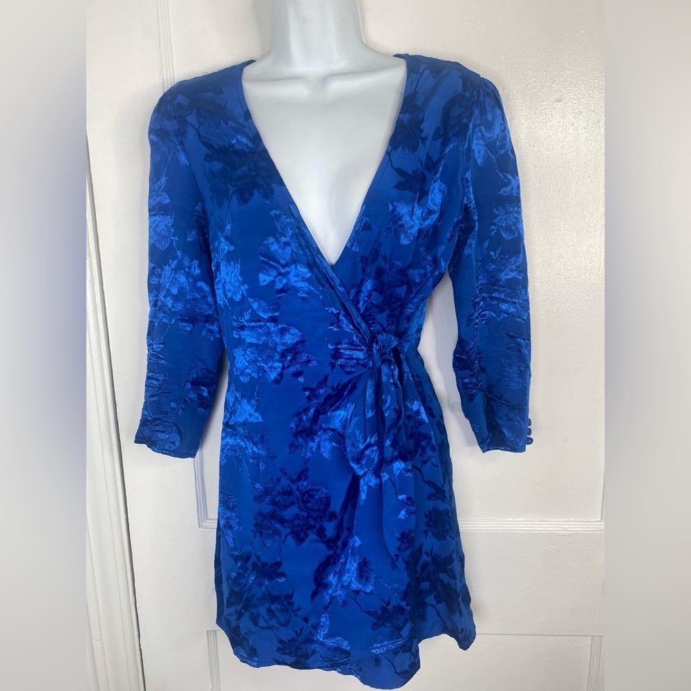 MAJORELLE Revolve S Cobalt Blue Wrap Mini Dress
